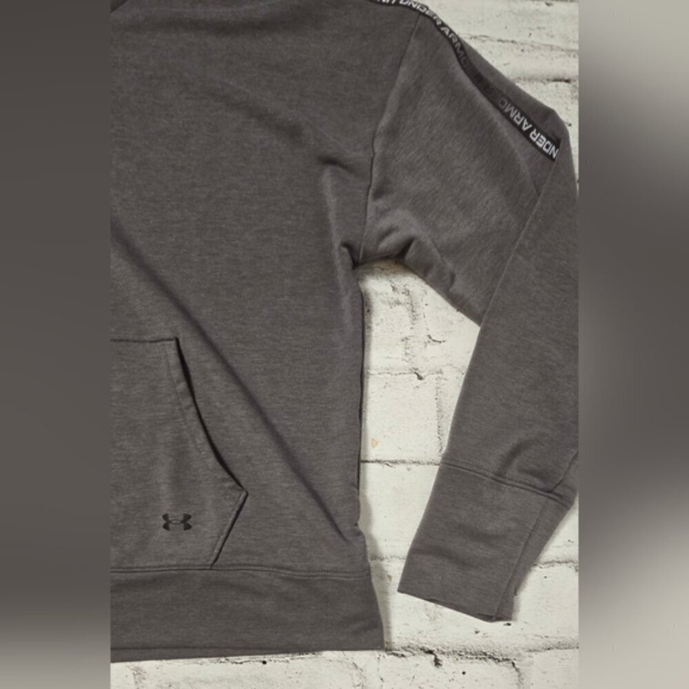 Under Armour Rival Terry Taped Pullover Hoodie Charcoal Gray Womens Large - Picture 7 of 11
